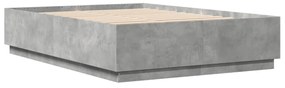 betonszürke szerelt fa ágykeret LED-del 150 x 200 cm