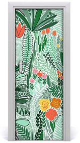 Ajtó méretű poszter trópusi virágok 85x205 cm