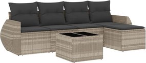 vidaXL 6 részes világosszürke polyrattan kerti ülőgarnitúra párnákkal