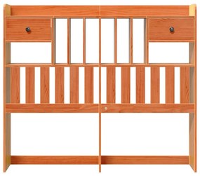 viaszbarna tömör fenyőfa fejtámla tárolóval 135 cm