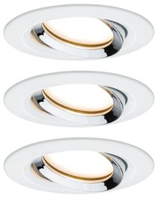Paulmann 93686 Nova Plus fürdőszobai beépíthető lámpa, kerek, 3db-os szett, billenthető, fényerőszabályozható, króm, 2700K melegfehér, 3x Coin foglalat, 425 lm, IP65