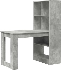 vidaXL Asztal polcokkal Beton Szürke 122 x 67 x 145 cm Faanyag