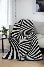 Pamut akril takaró 150x200 1707/1 geometria fekete fehér pléd ágytakaró