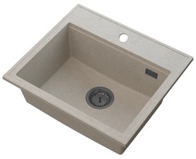 SINK Quality Mosogató Quality Ferrum New 5055, 1 kamrás gránit mosogató 560x500x210 mm + fekete szifon, bézs, SKQ-FER.5055.B.XB