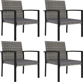 vidaXL 4 db szürke kerti polyrattan étkezőszék