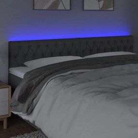 sötétszürke szövet LED-es fejtámla 200x7x78/88 cm