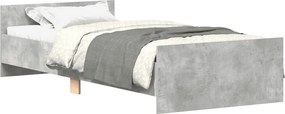 vidaXL betonszürke szerelt fa ágykeret 90 x 200 cm
