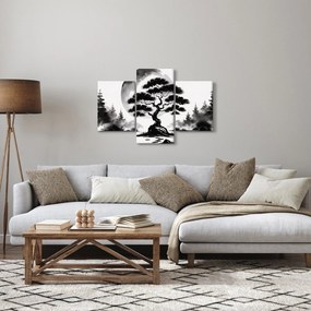 Kép – Fekete-fehér bonsai (90x60 cm)