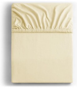 Krémszínű gumis jersey lepedő 200x200 cm Amber – Restilo