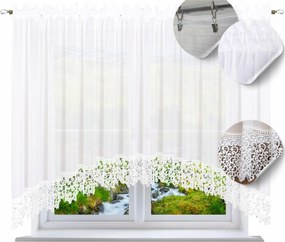 Kész függöny csipkével 180x400 íves, sima gipür függöny nappaliba