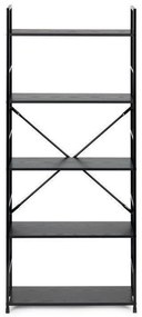 Intenso Home 5 szintes nyitott könyvespolc 59 x 144cm (Fekete) | Univerzális tároló állvány fém lábakkal