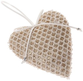 Függő textil szív, barna, 9 x 10 cm