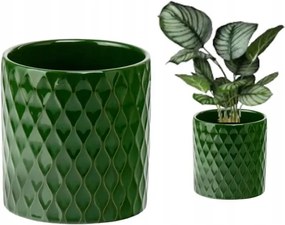 Kerámia hengervédő 12,5x14 cm zöld virágdísz