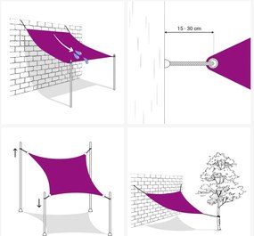 Sötétzöld négyzet alakú oxford-szövet napvitorla 4,5 x 4,5 m