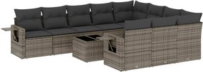 vidaXL 11 részes szürke polyrattan kerti ülőgarnitúra párnákkal