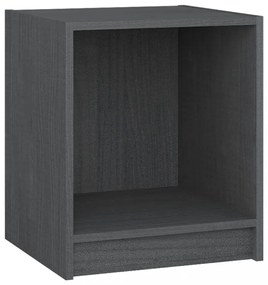 2 db szürke tömör fenyőfa éjjeliszekrény 35,5 x 33,5 x 41,5 cm