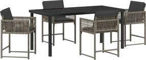 vidaXL Kert étkező szett 5 pcs Szürke polirattan