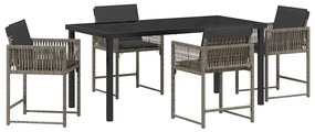 vidaXL Kert étkező szett 5 pcs Szürke polirattan