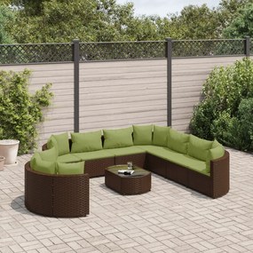 10 részes barna polyrattan kerti ülőgarnitúra párnákkal