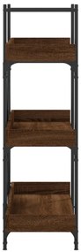 3-szintes barna tölgy szerelt fa könyvespolc 100x33x108,5 cm