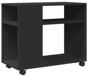 fekete szerelt fa kisasztal kerekekkel 70 x 35 x 60 cm