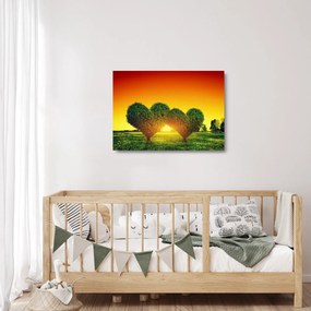 Kép - szív a fák tetején (üvegen) (70x50 cm)