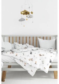 Fehér renforcé pamut gyerek ágyneműhuzat babaágyhoz 100x150 cm Dinozor – Mijolnir