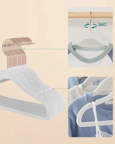 50 darabos csomag gyerek bársony fogasok rózsaarany horgokkal, fehér