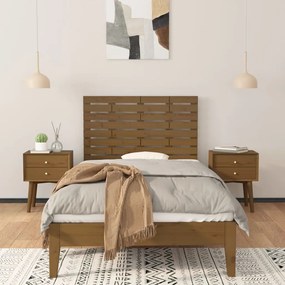mézbarna tömör fenyőfa fali fejtámla 81x3x63 cm