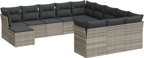 vidaXL 12 részes világosszürke polyrattan kerti ülőgarnitúra párnával