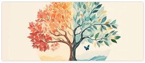 Kép – Duális fa pillangóval (120x50 cm)