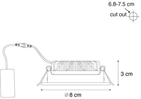 6 darabos süllyesztett spotlámpa készlet fekete dönthető 8,2 cm LED-del Dim to Warm IP54 Ultra Slim - Pupil