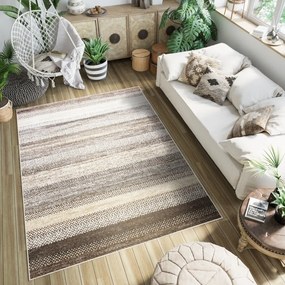 PETRA Modern dizájnos csíkos barna szőnyeg Szélesség: 120 cm | Hossz: 170 cm