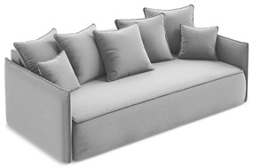 Világosszürke bársony kinyitható-tárolóhelyes kanapé 225 cm Hula – Makamii