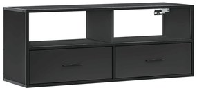 fekete szerelt fa és fém TV-szekrény 100x31x39,5 cm