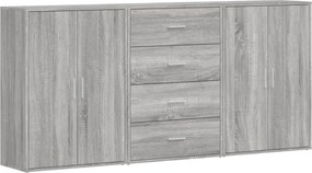 vidaXL 3 db szürke sonoma színű szerelt fa tálalószekrény 60x31x84 cm