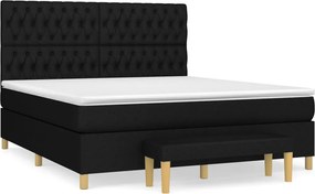 vidaXL fekete szövet rugós ágy matraccal 180 x 200 cm