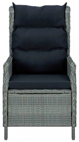 7 részes világosszürke polyrattan kültéri étkezőszett párnákkal