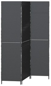 3 Paneles Elválasztó Fekete 146x180 cm Polirattan