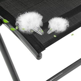 2 db összecsukható kerti szék, 8 szögben dönthető háttámlával, max. Székenként 150 kg teherbírás, fekete