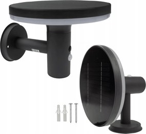 Napelemes Led homlokzati lámpa 10W Pir mozgás- és alkonyérzékelővel Szürke