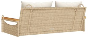 bézs polyrattan hintapad párnákkal 109 x 62 x 40 cm