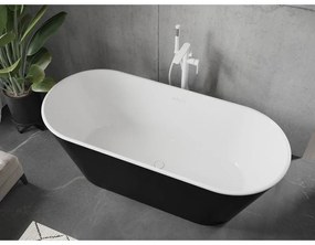 Mexen Flavia, szabadon álló kád 160 x 75 cm, fehér-fekete, fehér túlfolyó, 54031608075-20