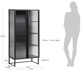 Fekete acél tálalószekrény 70x143x41 cm Trixie – Kave Home