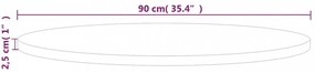 kerek kezeletlen tömör tölgyfa asztallap Ø90 x 2,5 cm