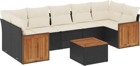 vidaXL 8 részes fekete polyrattan kerti ülőgarnitúra párnákkal