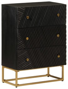 fekete tömör mangófa és vas komód 55 x 30 x 76 cm
