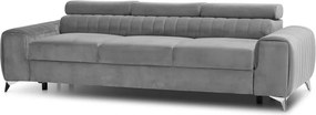 Világosszürke bársony kinyitható kanapé 261 cm Laurence – ELTAP