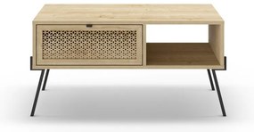 Natúr színű dohányzóasztal tölgyfa dekorral 60x100 cm Ecrin – Marckeric