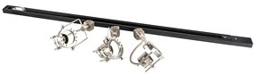 Sínrendszer 3 spotlámpával, 1 fázisú, fekete acéllal - Suplux